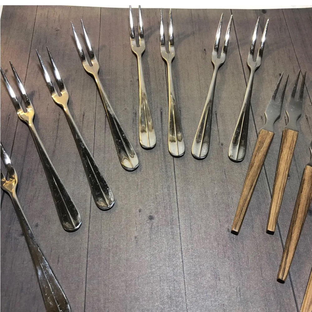 2 Set Lot Of Vintage Stainless Steel Japan Forks(12) Cocktail
